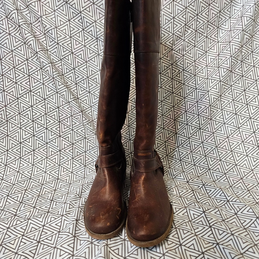 NWOT Frye Harness Tall Boots Brown Leather Zip Up Riding Equestrian Classic 6 - Picture 6 of 16